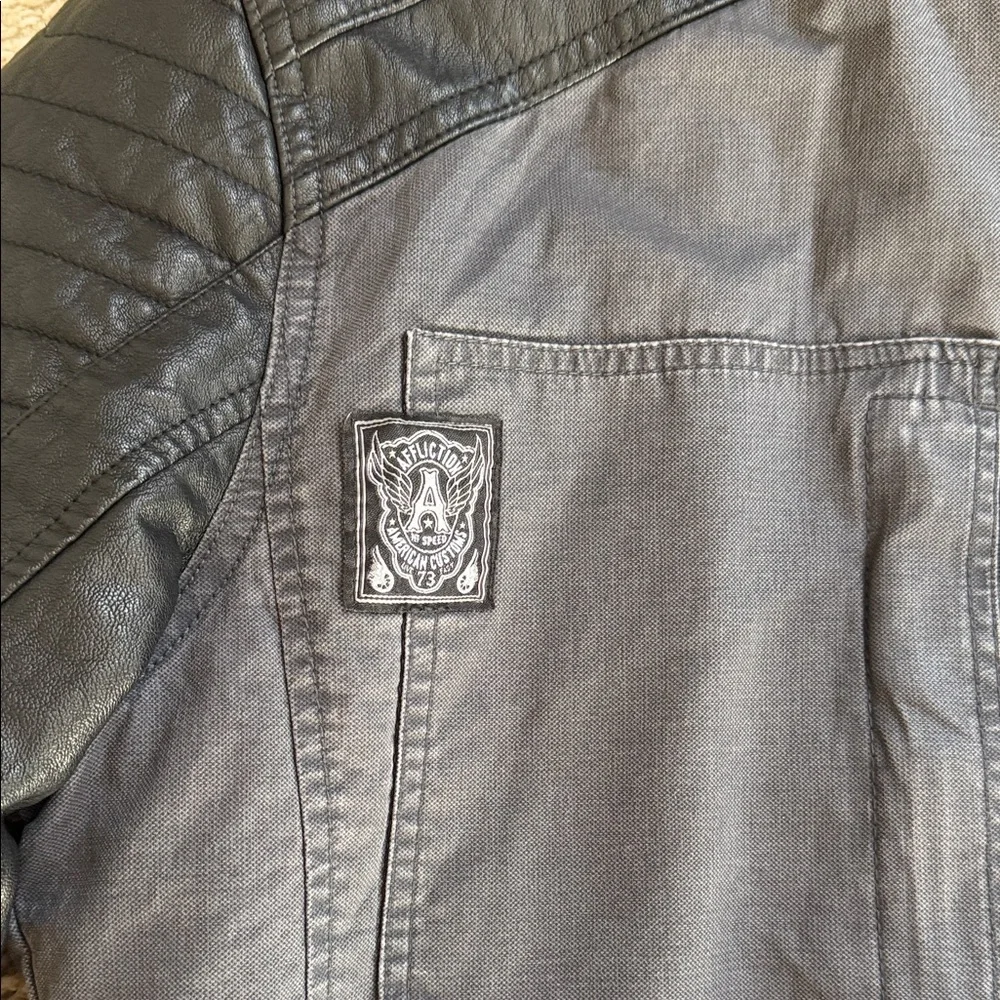 Affliction Charcoal and Black leather Jacket - Picture 3 of 10